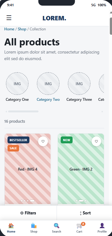 Recommended mockup - Add Categories to Collection Page to navigate better