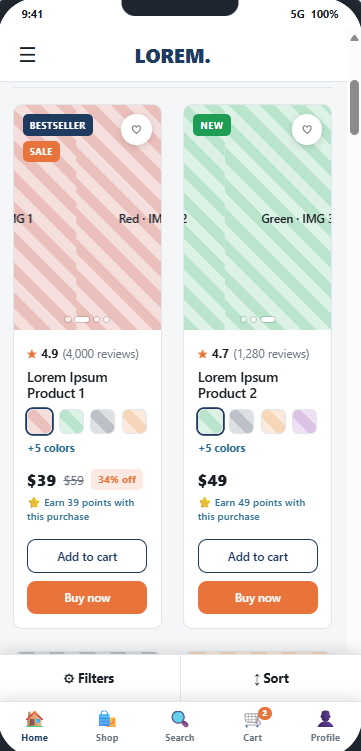 Recommended mockup - Add "Add to Cart" and "Buy Now" buttons to product cards on PLP.