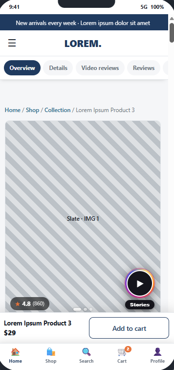 Recommended mockup - Add sticky Header Section to the PDP for easy navigation