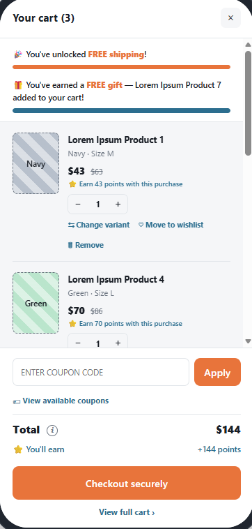 Recommended mockup - Add Free Shipping Progress Bar to Cart